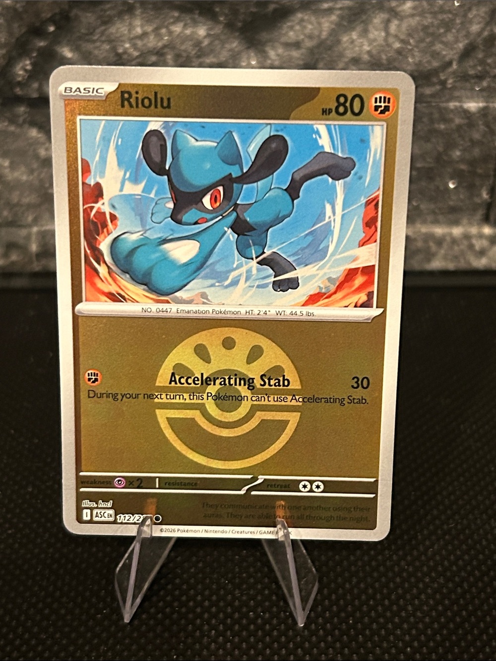 Pokemon Riolu 112/217 Reverse Holo Rare from‎ Ascended Heroes Set M/NM